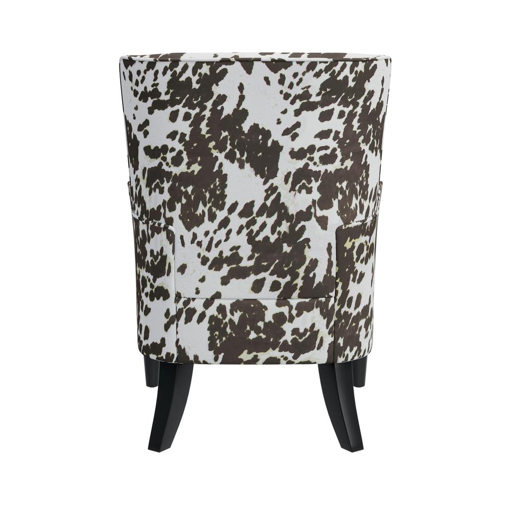 Shelter High Back Wingback Chair in Velvet Brown Cow Print