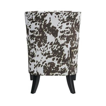 Shelter High Back Wingback Chair in Velvet Brown Cow Print