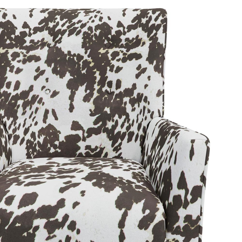 Shelter High Back Wingback Chair in Velvet Brown Cow Print
