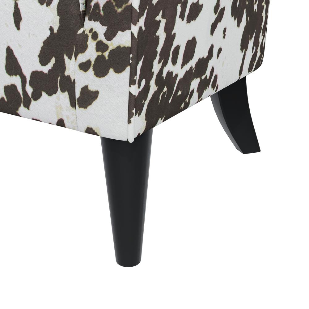Shelter High Back Wingback Chair in Velvet Brown Cow Print