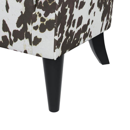 Shelter High Back Wingback Chair in Velvet Brown Cow Print