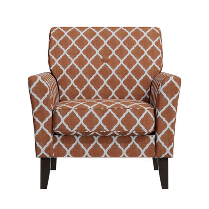 Alex Transitional Flared Arm Armchair in Orange Trellis