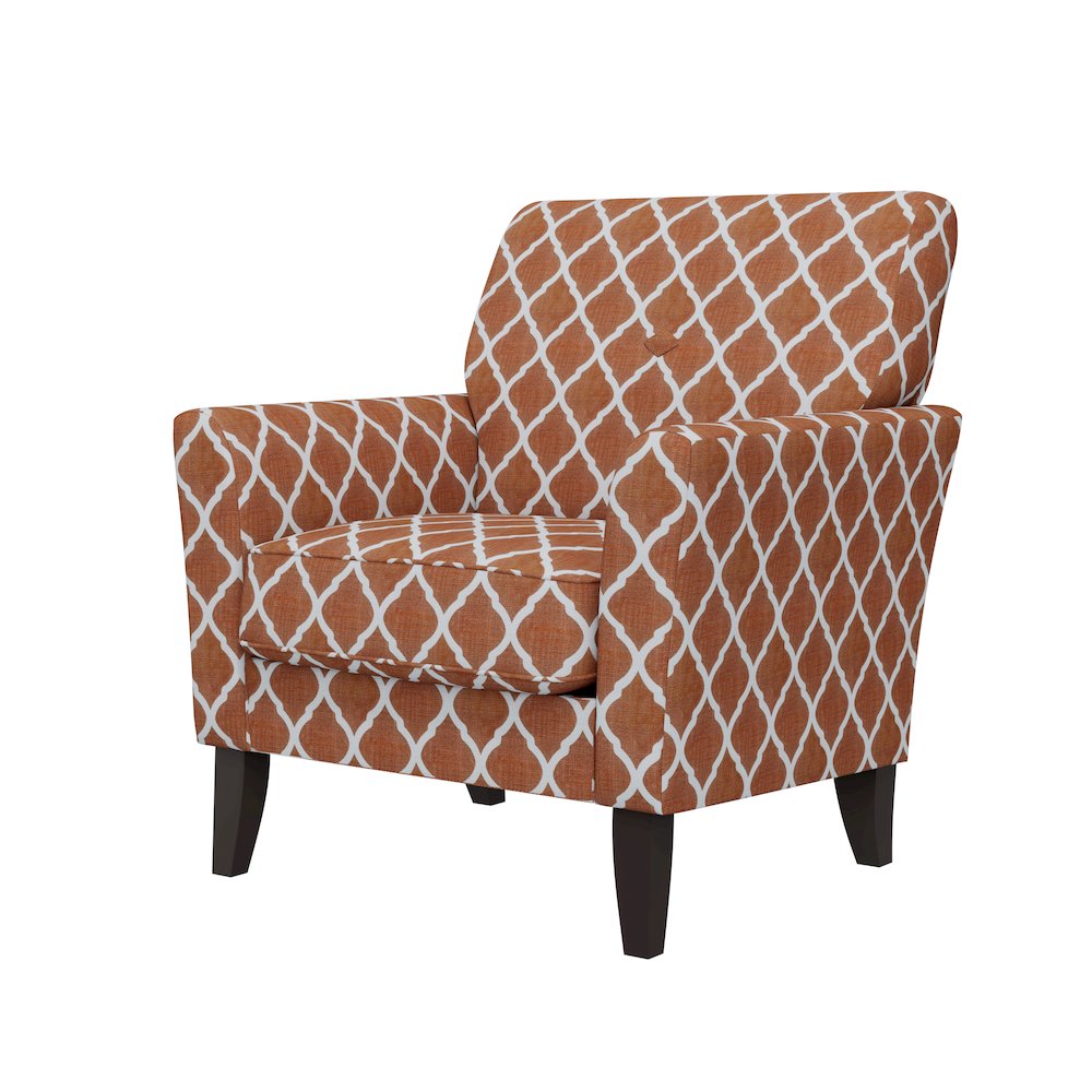 Alex Transitional Flared Arm Armchair in Orange Trellis