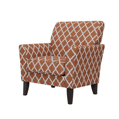 Alex Transitional Flared Arm Armchair in Orange Trellis