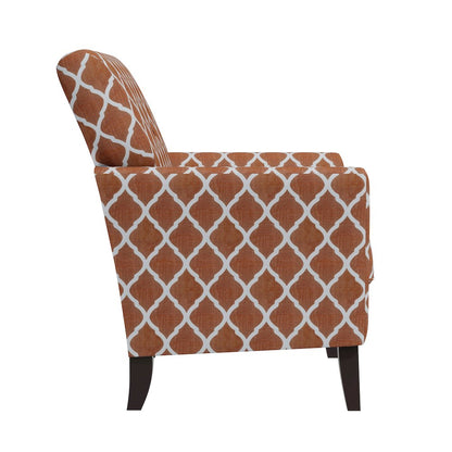 Alex Transitional Flared Arm Armchair in Orange Trellis