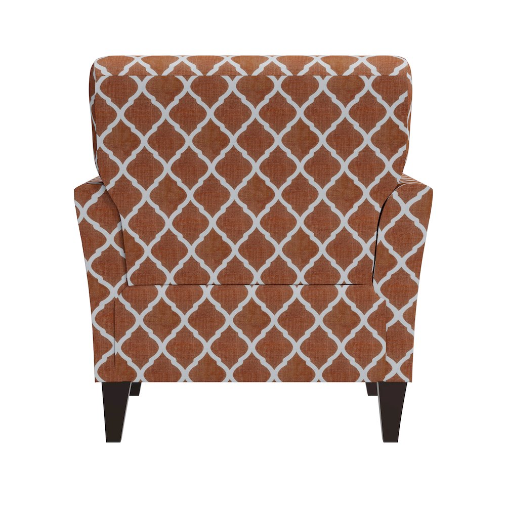 Alex Transitional Flared Arm Armchair in Orange Trellis
