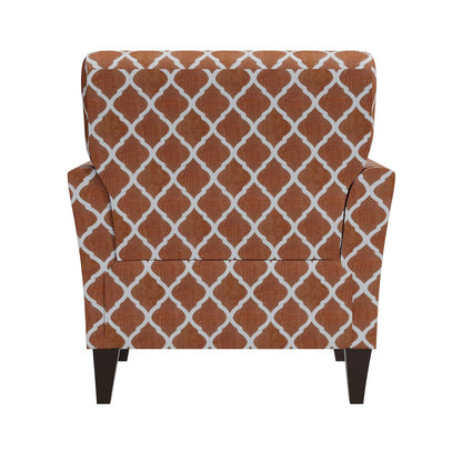 Alex Transitional Flared Arm Armchair in Orange Trellis