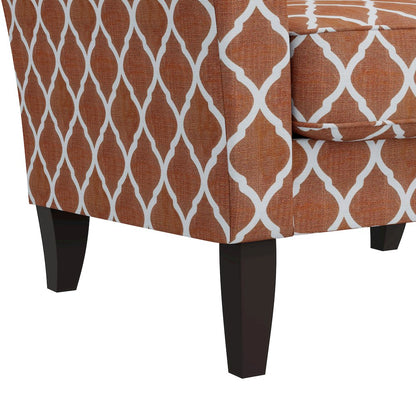 Alex Transitional Flared Arm Armchair in Orange Trellis