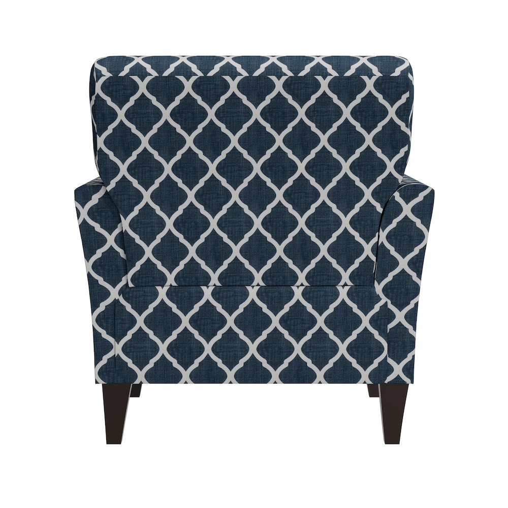 Alex Transitional Flared Arm Armchair in Blue Trellis