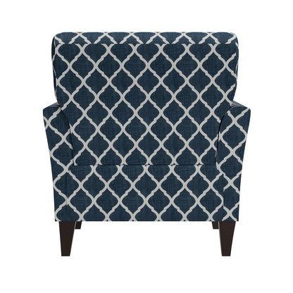 Alex Transitional Flared Arm Armchair in Blue Trellis
