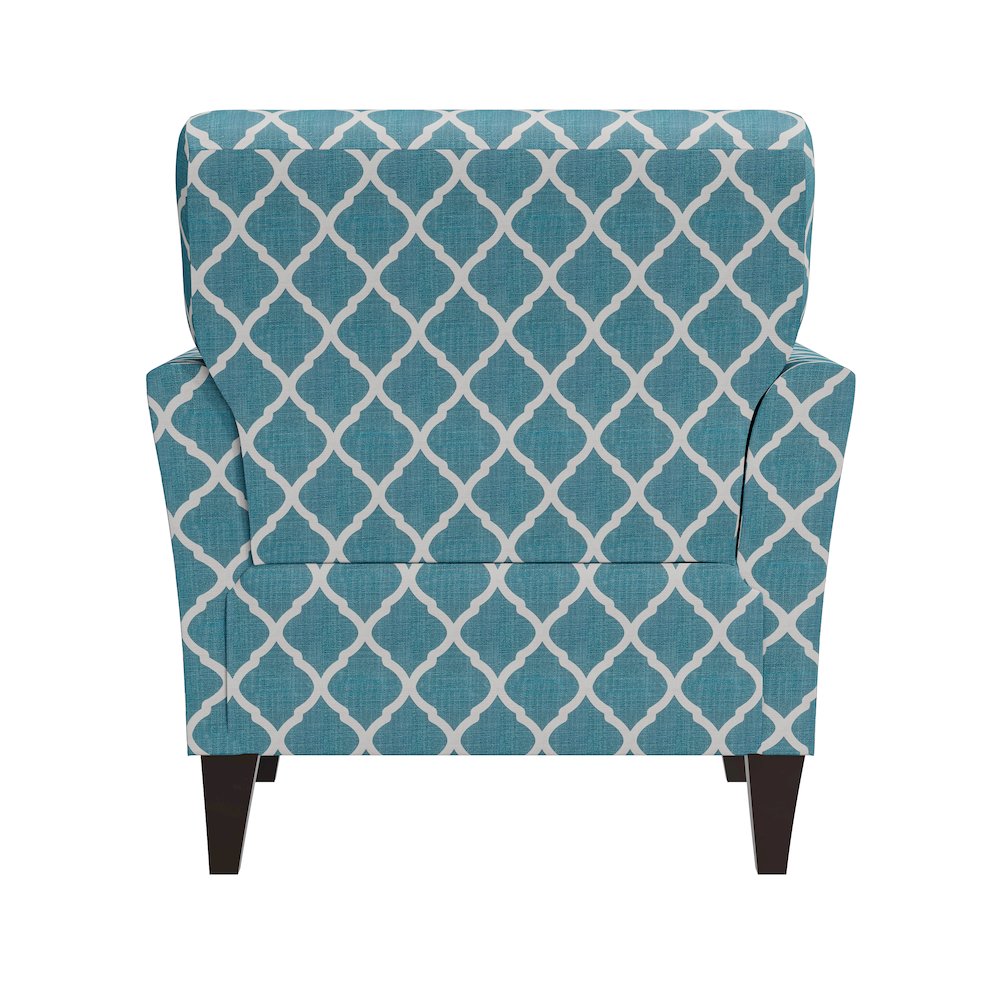 Alex Transitional Flared Arm Armchair in Turquoise Trellis