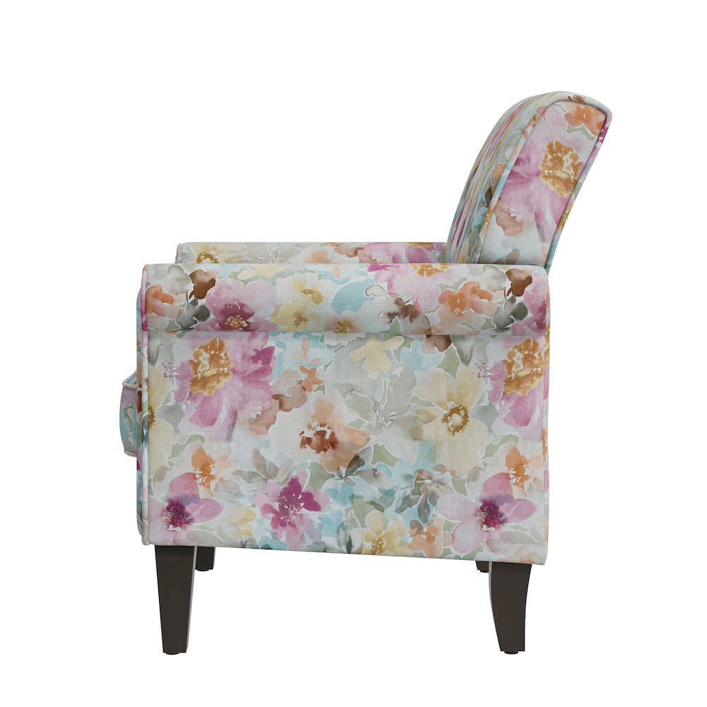 Rolled Arm Chair with Nailheads in Pastel Pink Floral