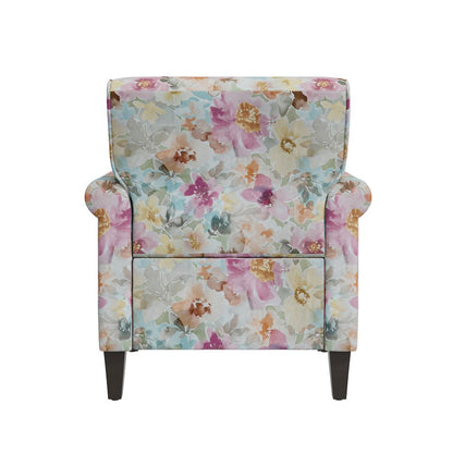 Rolled Arm Chair with Nailheads in Pastel Pink Floral
