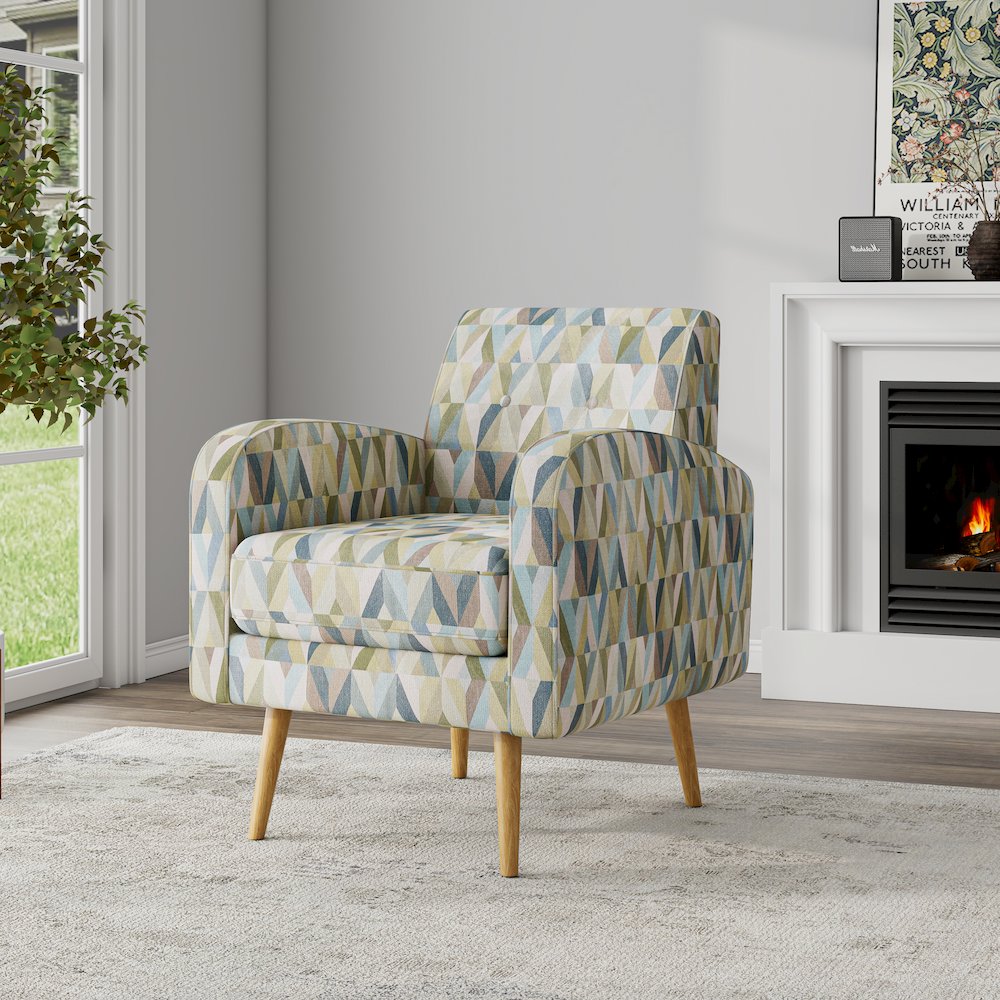 Mid-Century Modern Armchair in Pastel Green and Blue Prism