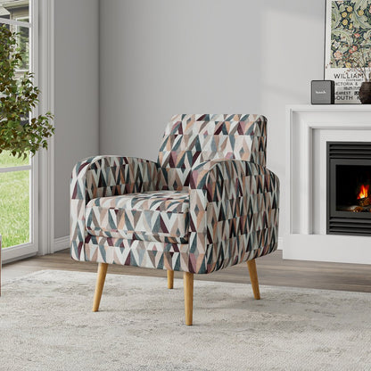 Mid-Century Modern Armchair in Multi-Color Red and Tan Prism