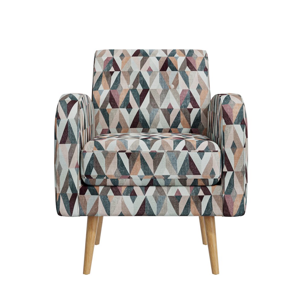 Mid-Century Modern Armchair in Multi-Color Red and Tan Prism