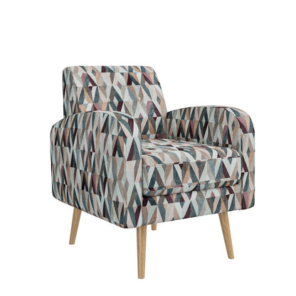Mid-Century Modern Armchair in Multi-Color Red and Tan Prism