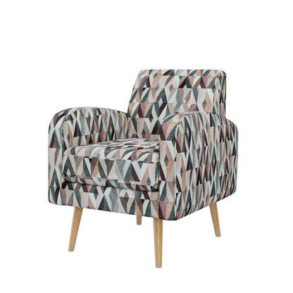 Mid-Century Modern Armchair in Multi-Color Red and Tan Prism