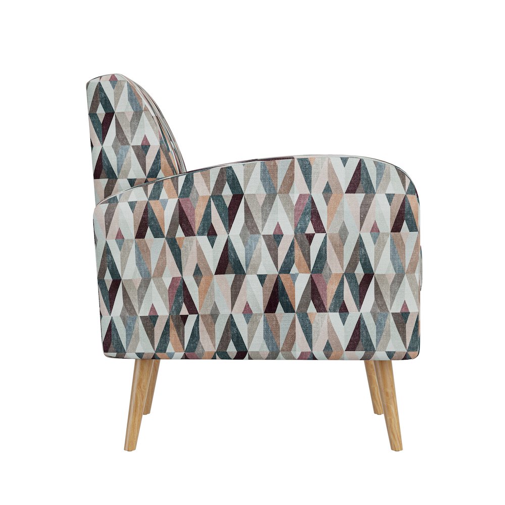 Mid-Century Modern Armchair in Multi-Color Red and Tan Prism