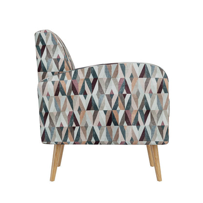 Mid-Century Modern Armchair in Multi-Color Red and Tan Prism