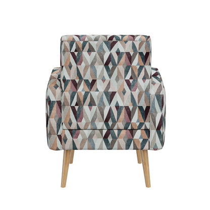 Mid-Century Modern Armchair in Multi-Color Red and Tan Prism