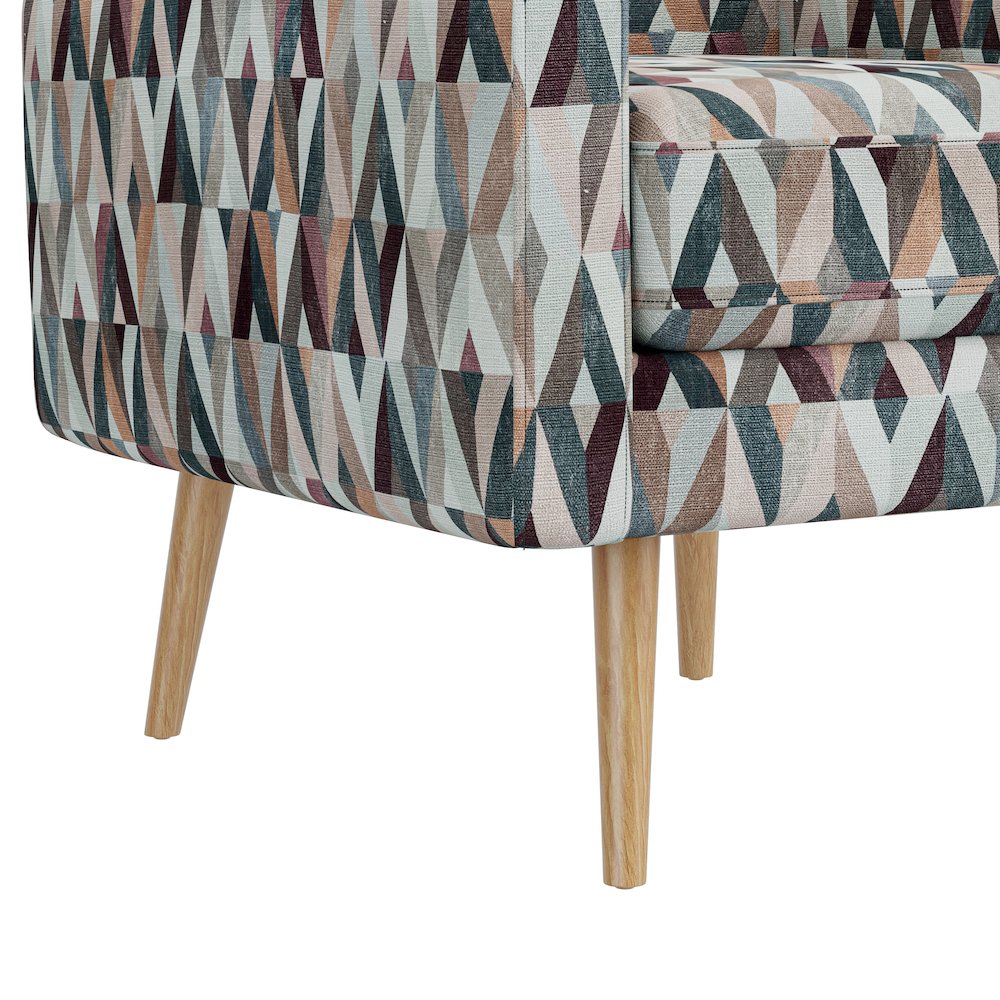 Mid-Century Modern Armchair in Multi-Color Red and Tan Prism