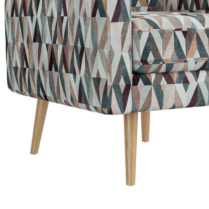 Mid-Century Modern Armchair in Multi-Color Red and Tan Prism