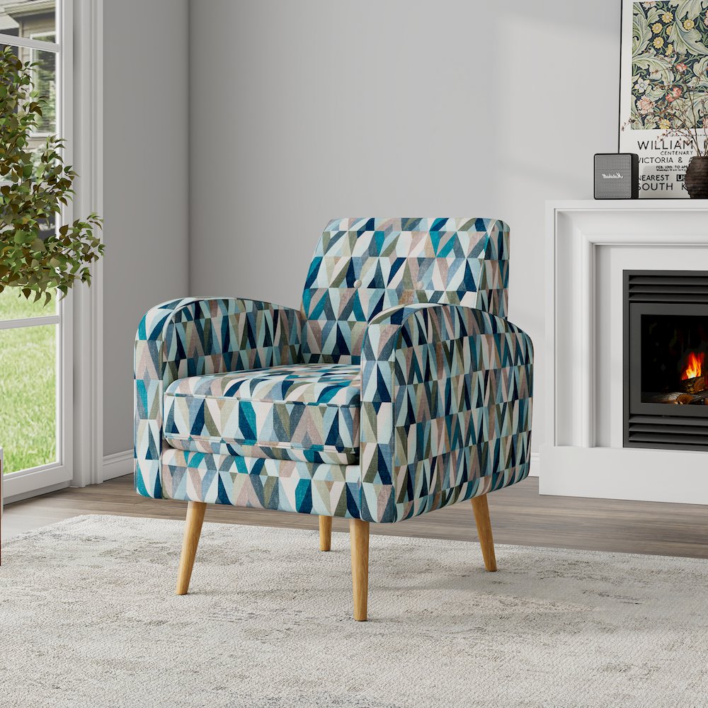 Mid-Century Modern Armchair in Vibrant Multi-Blue Prism