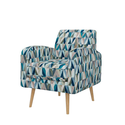 Mid-Century Modern Armchair in Vibrant Multi-Blue Prism