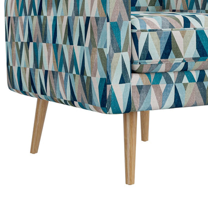 Mid-Century Modern Armchair in Vibrant Multi-Blue Prism