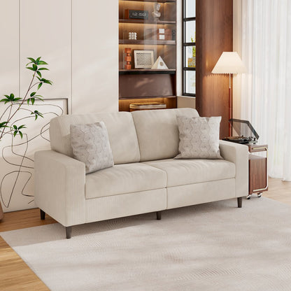 Small Space Sofa in Soft and Comfy Tan Corduroy Fabric