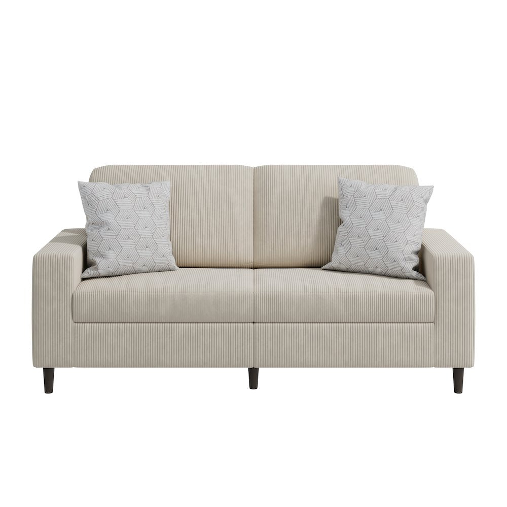 Small Space Sofa in Soft and Comfy Tan Corduroy Fabric