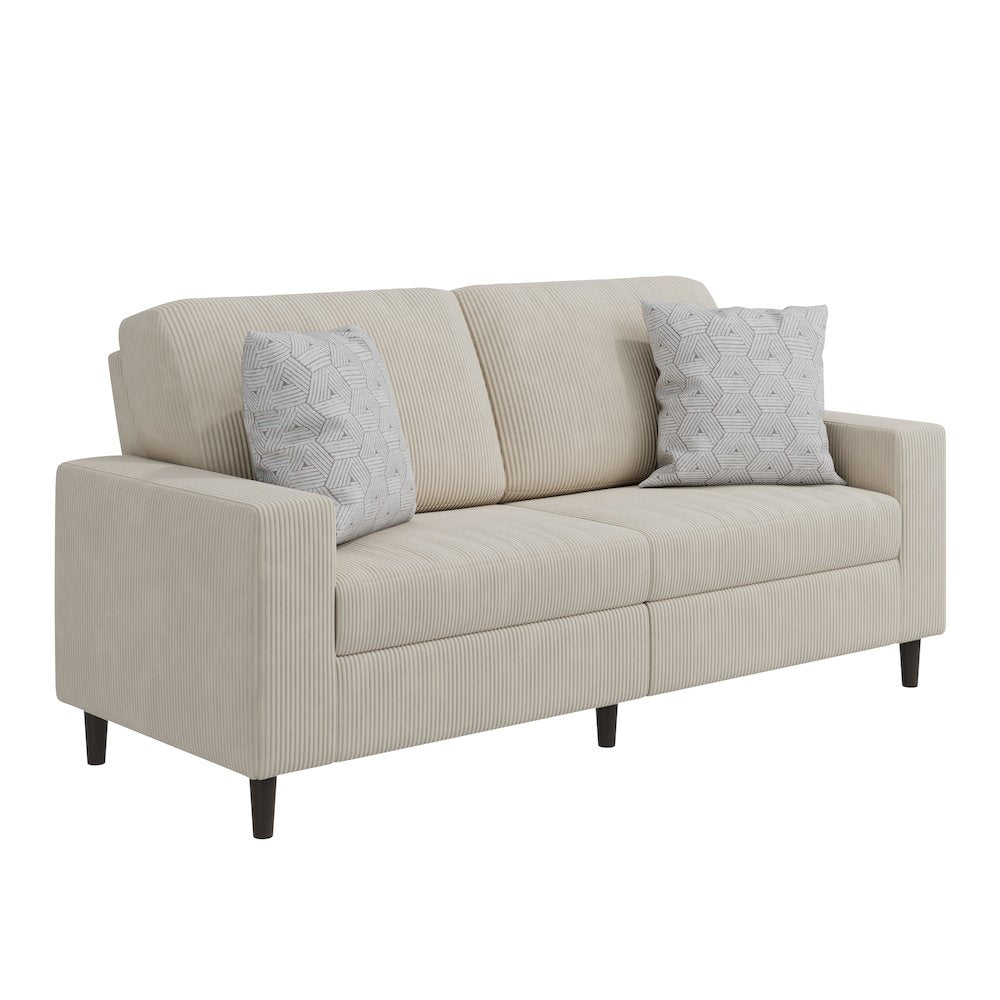 Small Space Sofa in Soft and Comfy Tan Corduroy Fabric