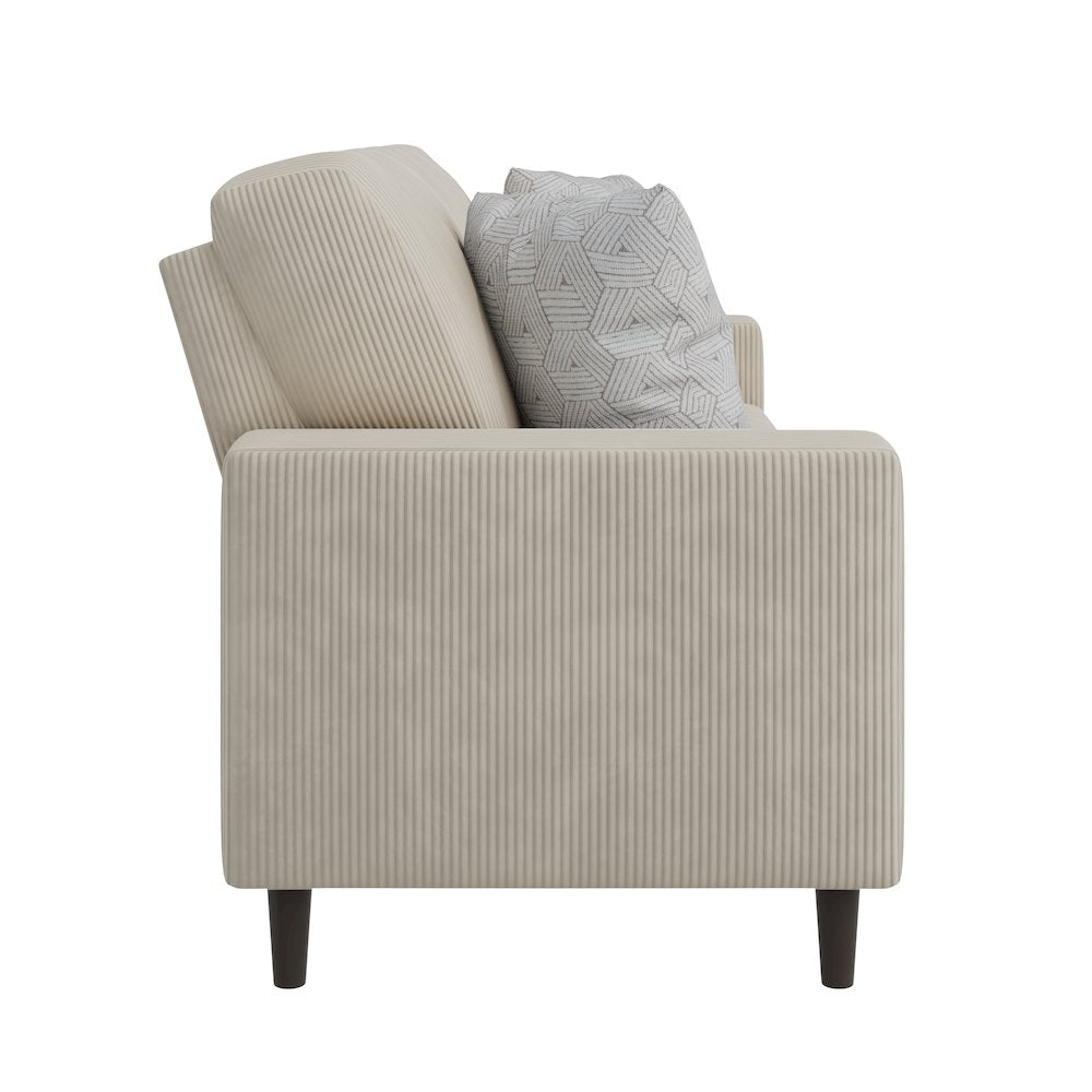 Small Space Sofa in Soft and Comfy Tan Corduroy Fabric