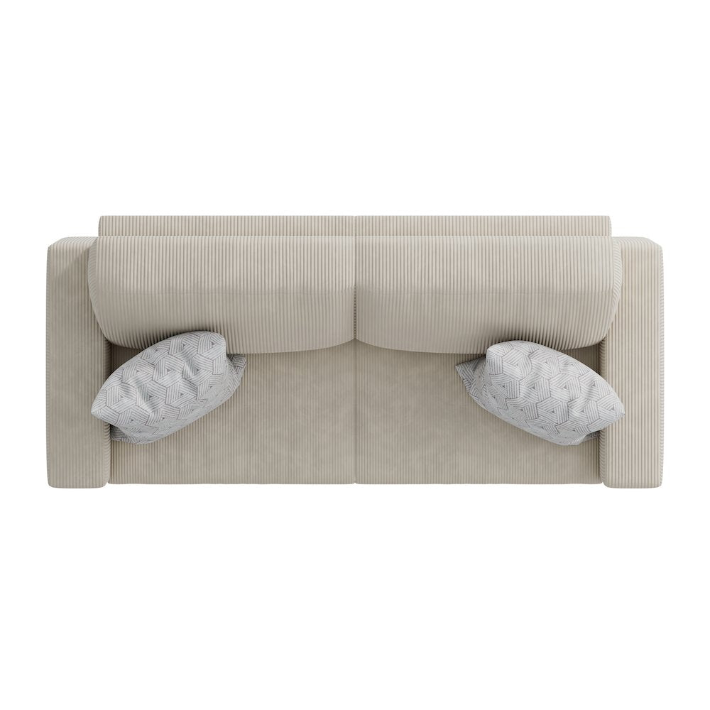 Small Space Sofa in Soft and Comfy Tan Corduroy Fabric