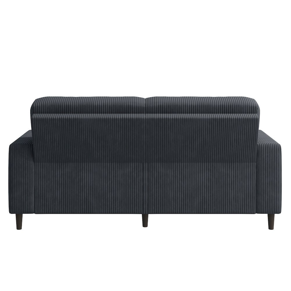 Small Space Sofa in Soft Comfy Charcoal Gray Corduroy Fabric