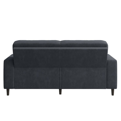 Small Space Sofa in Soft Comfy Charcoal Gray Corduroy Fabric