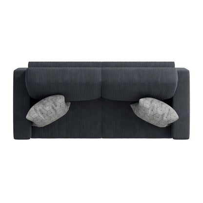 Small Space Sofa in Soft Comfy Charcoal Gray Corduroy Fabric
