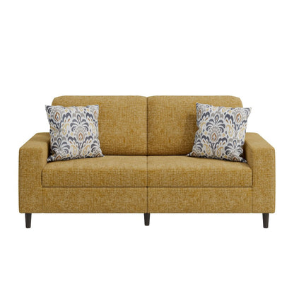 Small Space Sofa in Textured Mustard Yellow Chenille Fabric