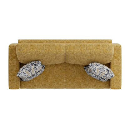 Small Space Sofa in Textured Mustard Yellow Chenille Fabric