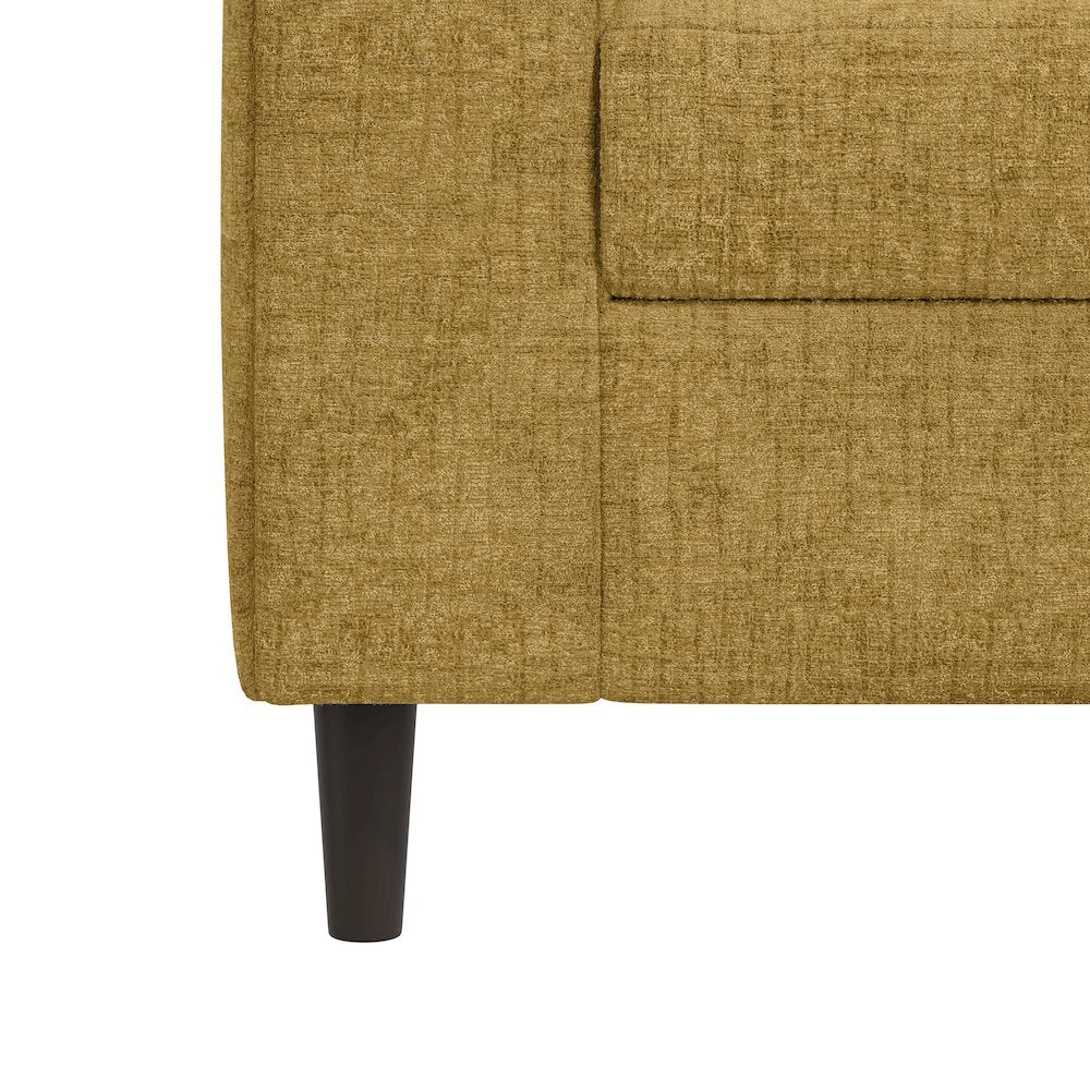 Small Space Sofa in Textured Mustard Yellow Chenille Fabric