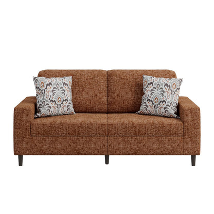 Small Space Sofa in Textured Terra Cotta Red Chenille Fabric