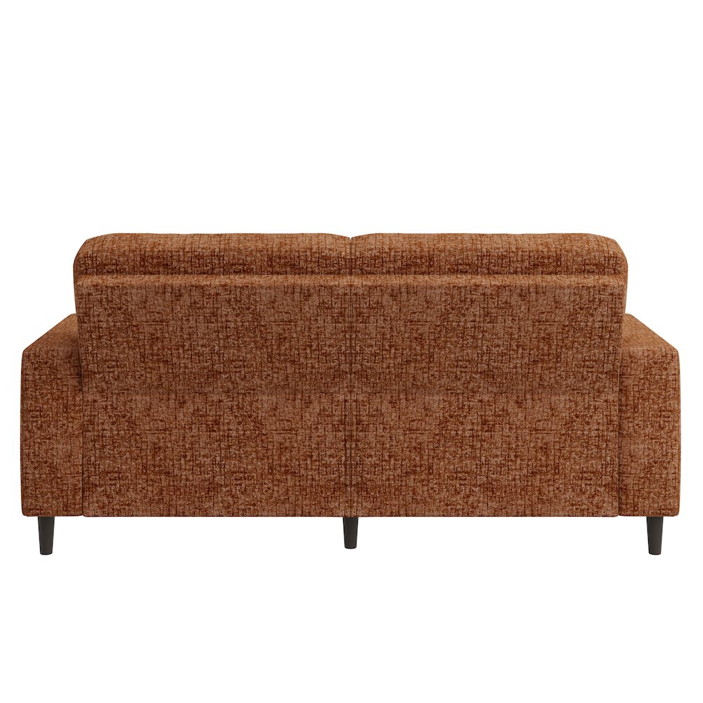 Small Space Sofa in Textured Terra Cotta Red Chenille Fabric