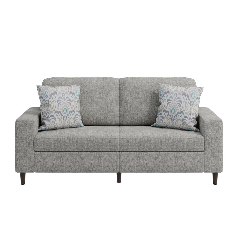 Small Space Sofa in Textured Sliver Pearl Chenille Fabric