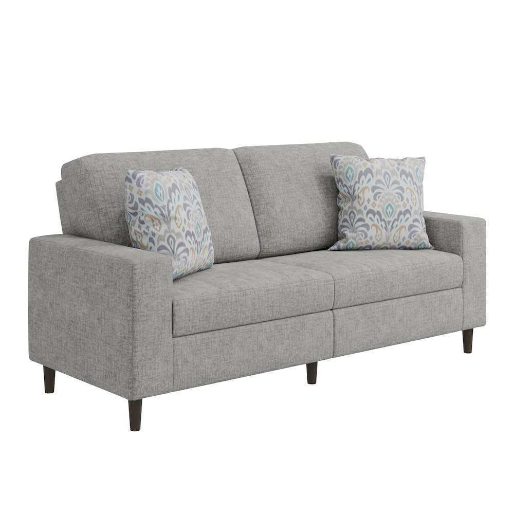 Small Space Sofa in Textured Sliver Pearl Chenille Fabric