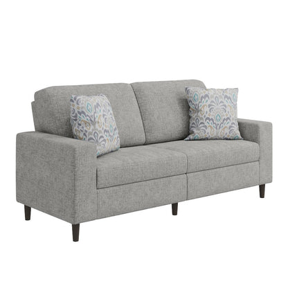 Small Space Sofa in Textured Sliver Pearl Chenille Fabric