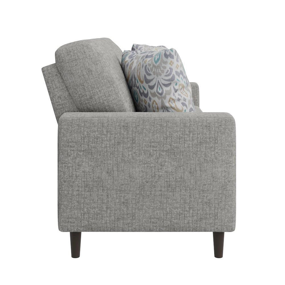 Small Space Sofa in Textured Sliver Pearl Chenille Fabric