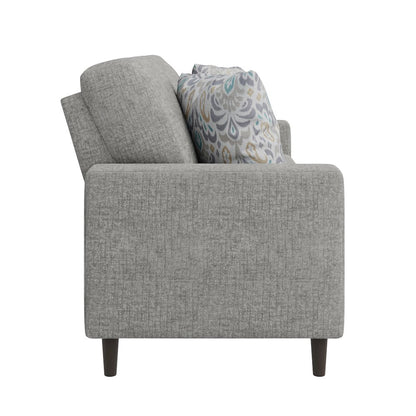 Small Space Sofa in Textured Sliver Pearl Chenille Fabric