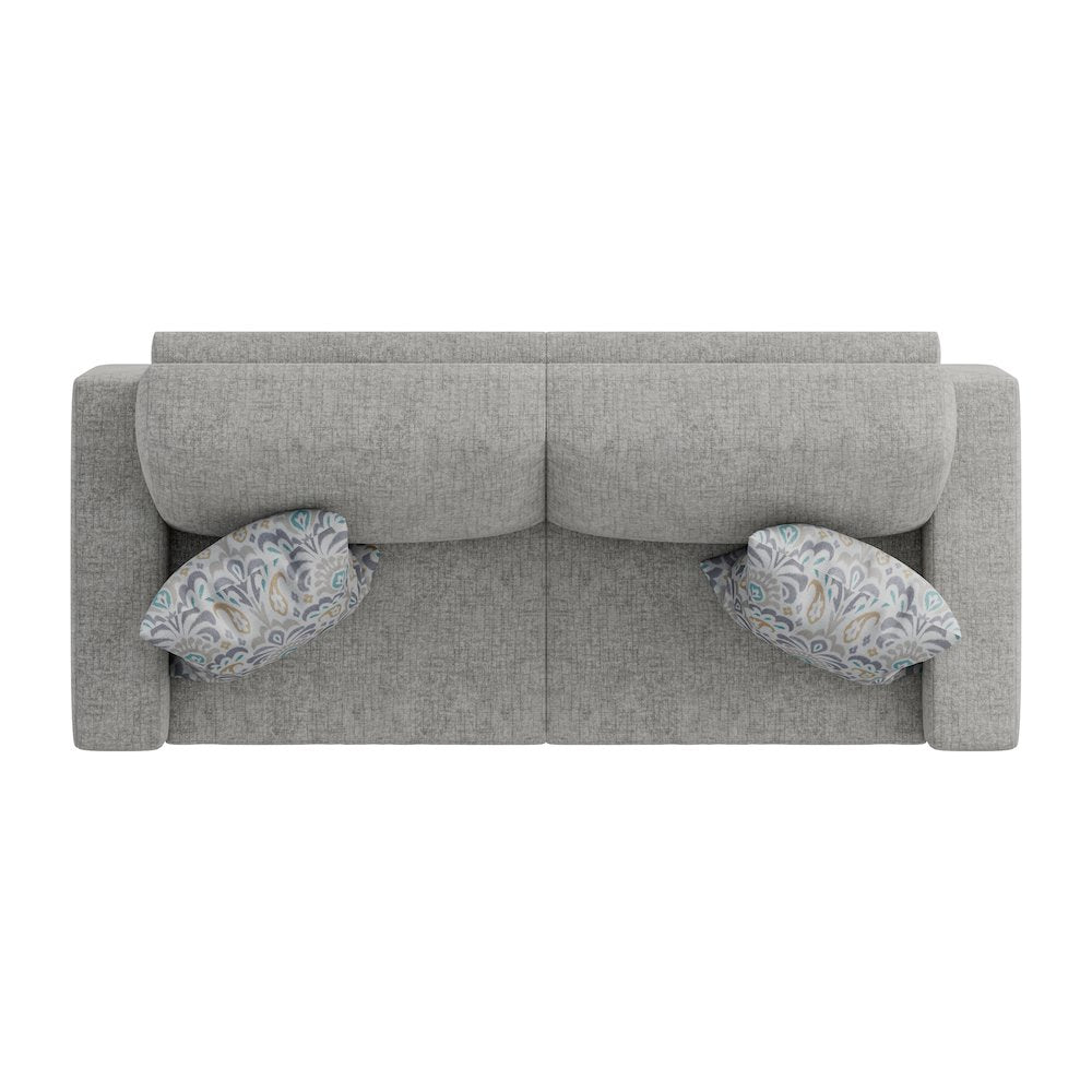Small Space Sofa in Textured Sliver Pearl Chenille Fabric