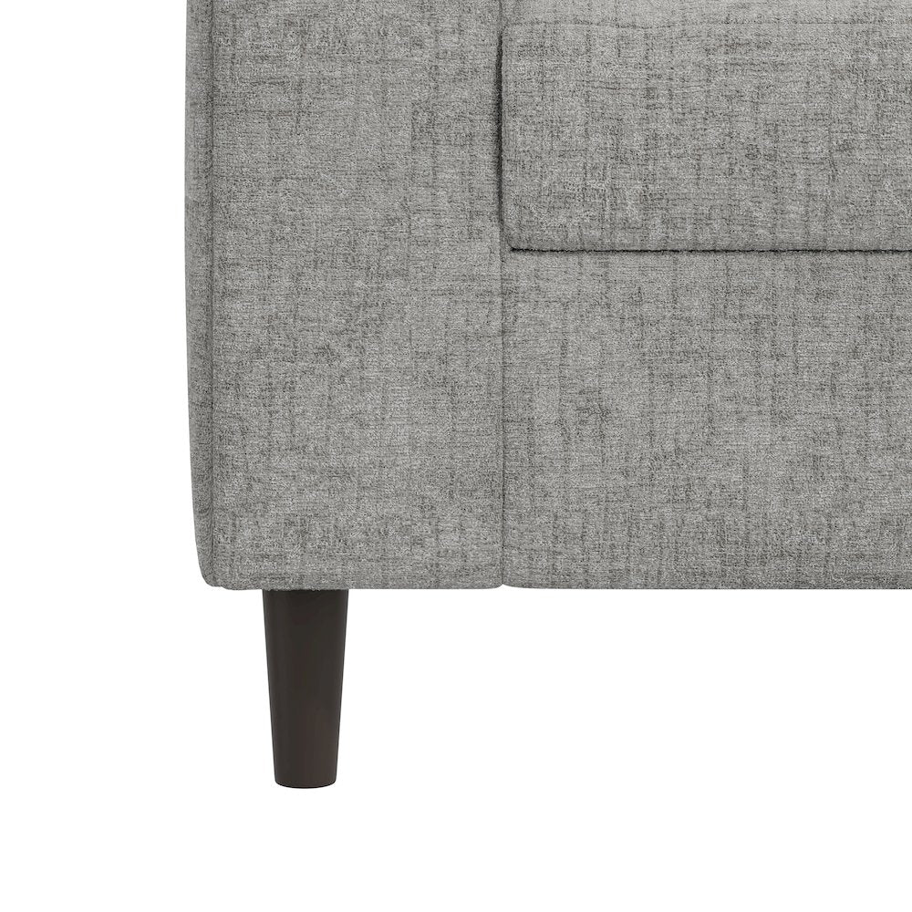 Small Space Sofa in Textured Sliver Pearl Chenille Fabric